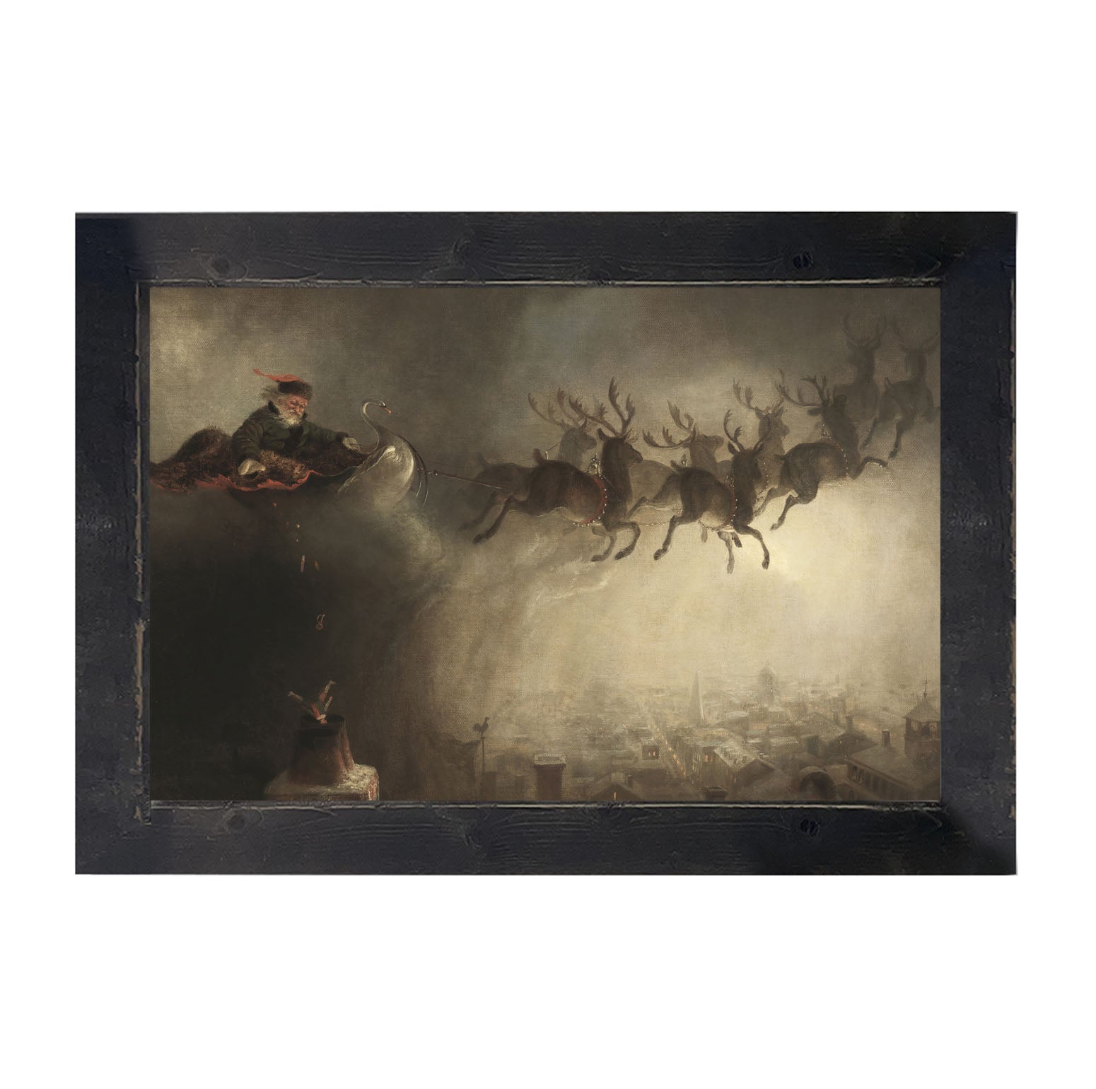 Santa delivering presents - Framed art