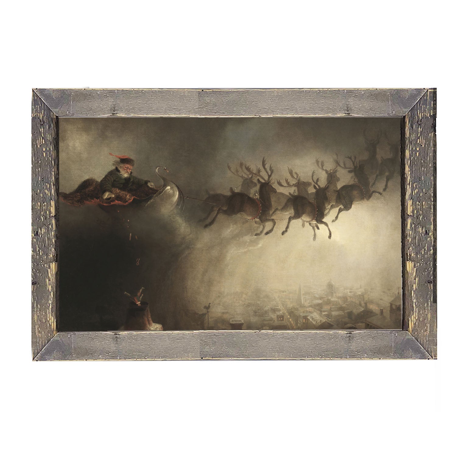 Santa delivering presents - Framed art