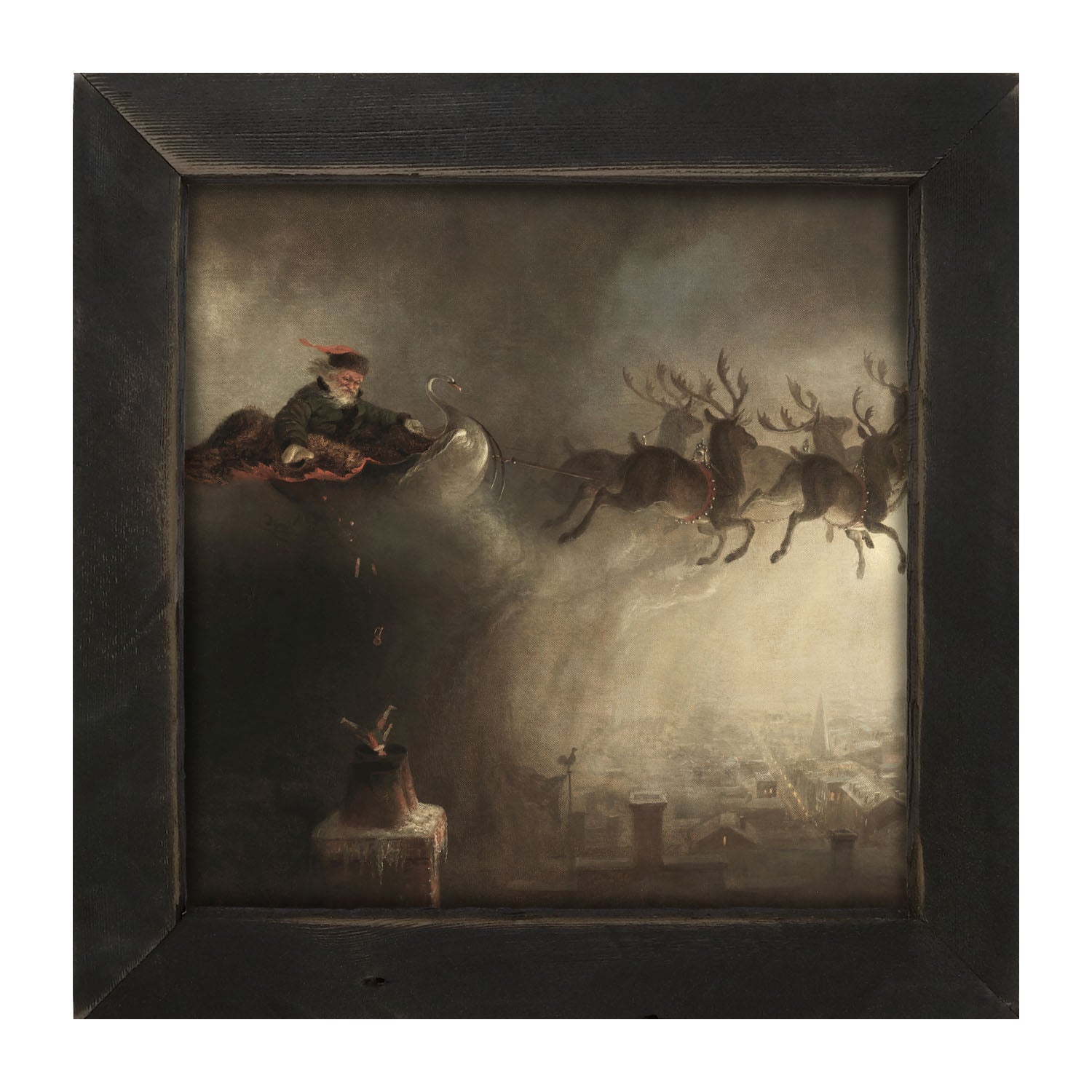 Santa delivering presents - Framed art