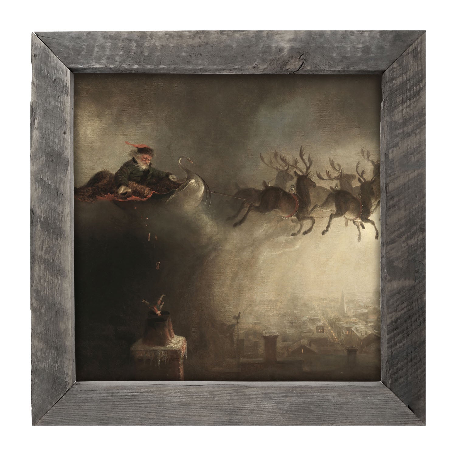 Santa delivering presents - Framed art