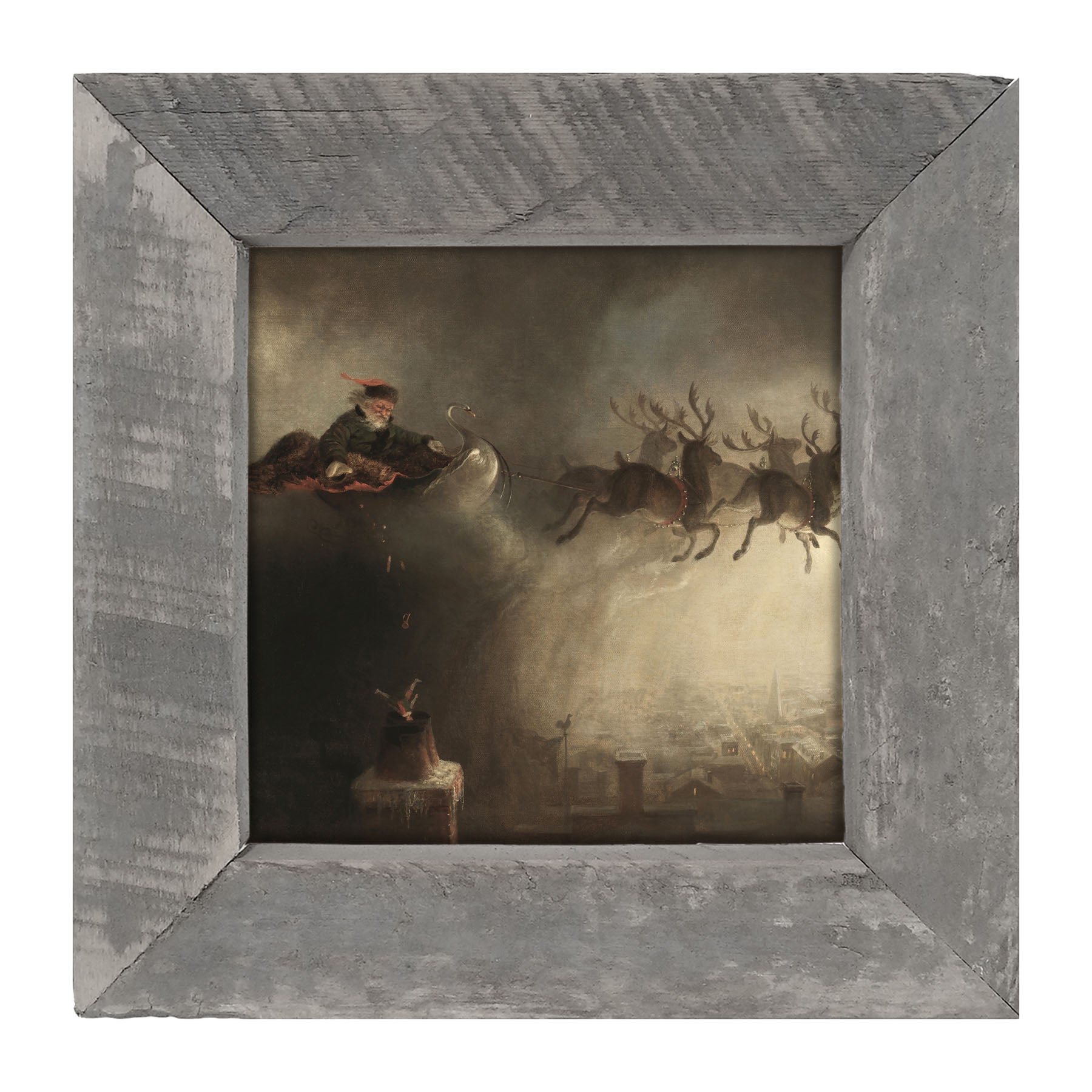 Santa delivering presents - Framed art