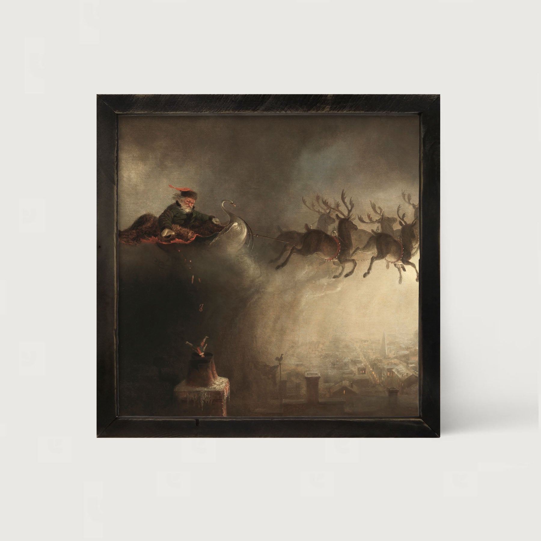Santa delivering presents - Framed art