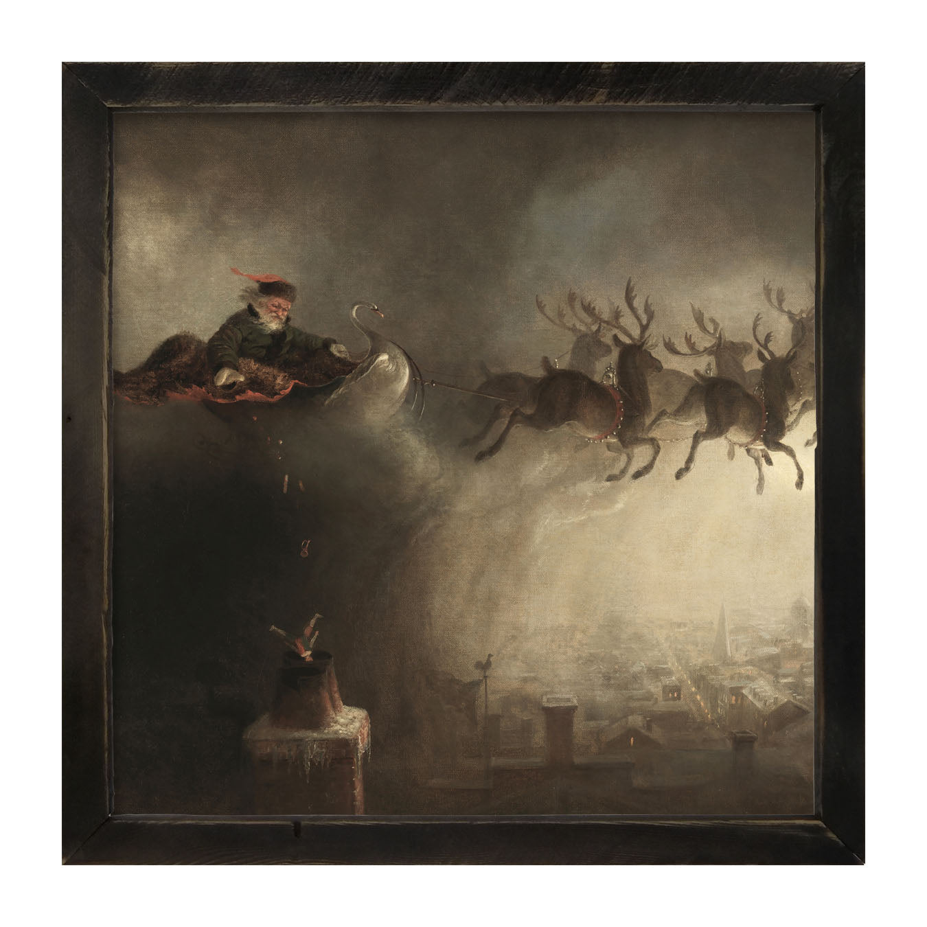 Santa delivering presents - Framed art