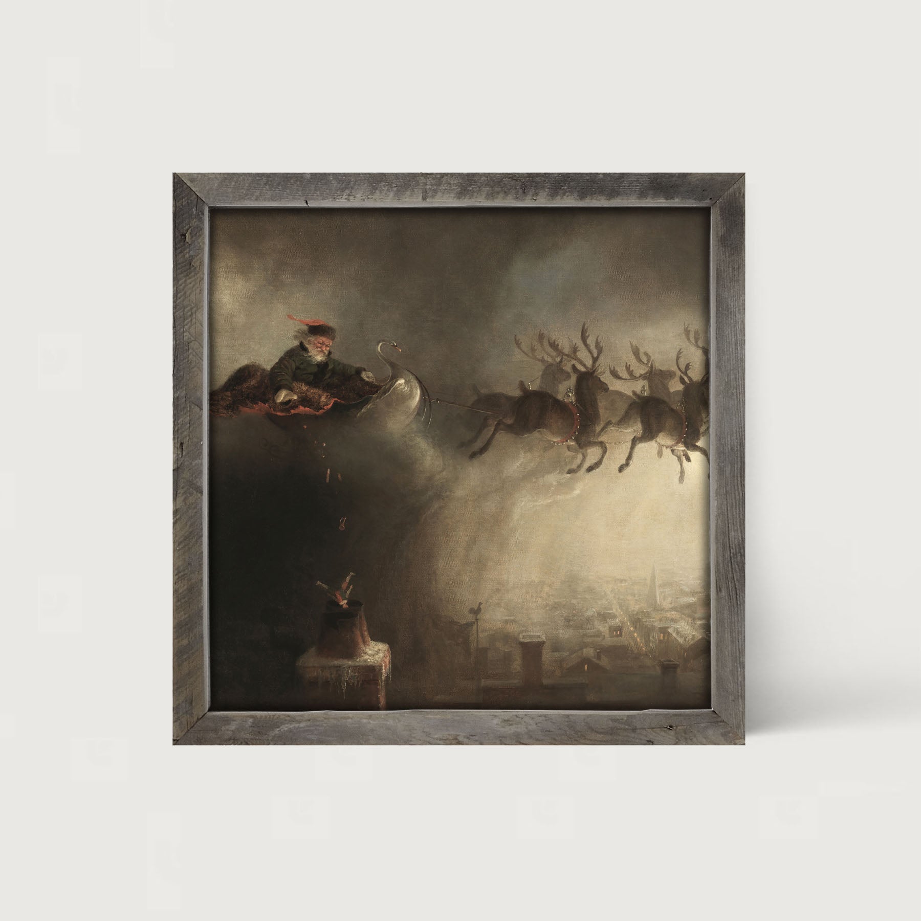 Santa delivering presents - Framed art