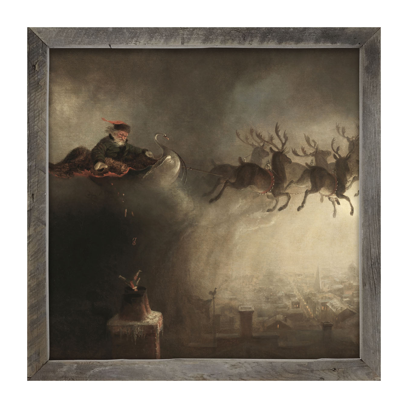 Santa delivering presents - Framed art