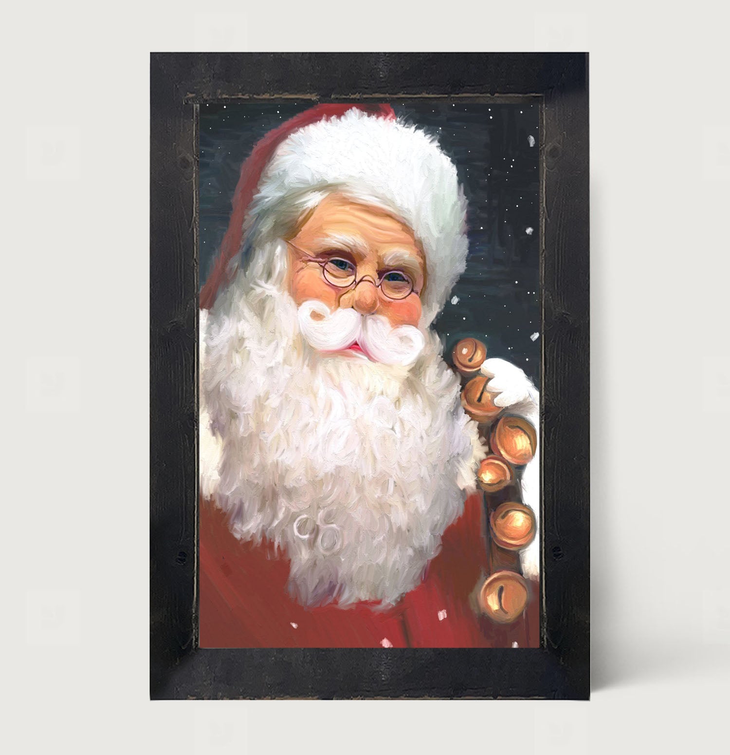 Santa with sleigh bells - Framed art