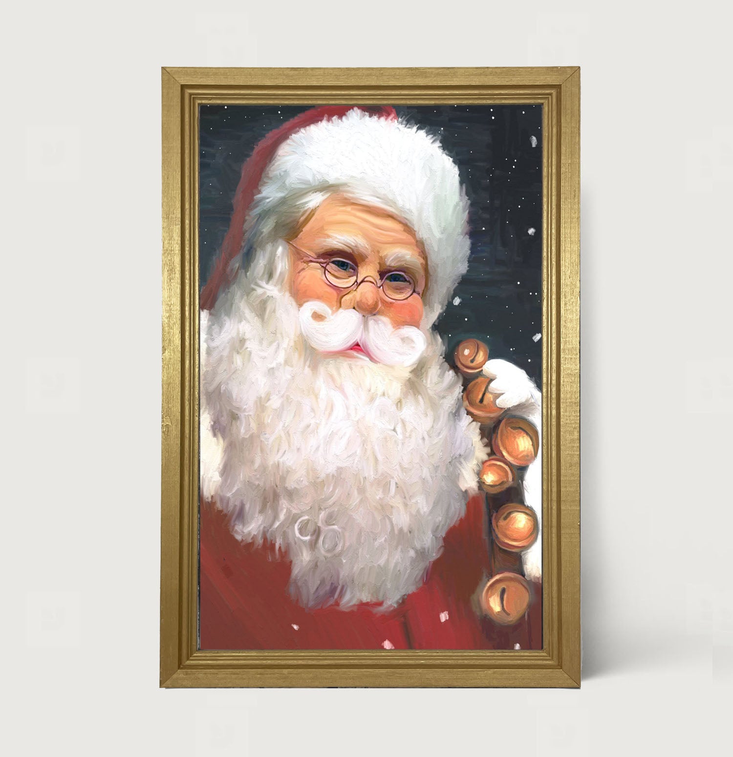 Santa with sleigh bells - Framed art
