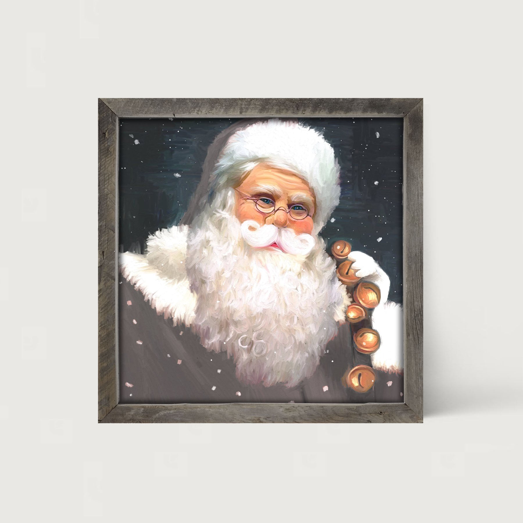 Gray Santa bells - Framed art