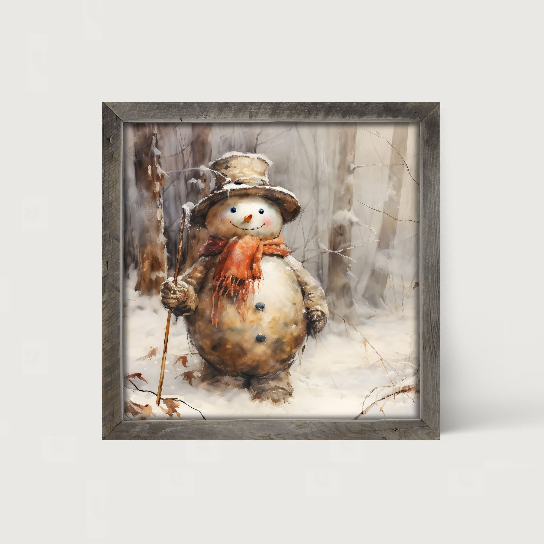 Rustic Snowman - Framed art