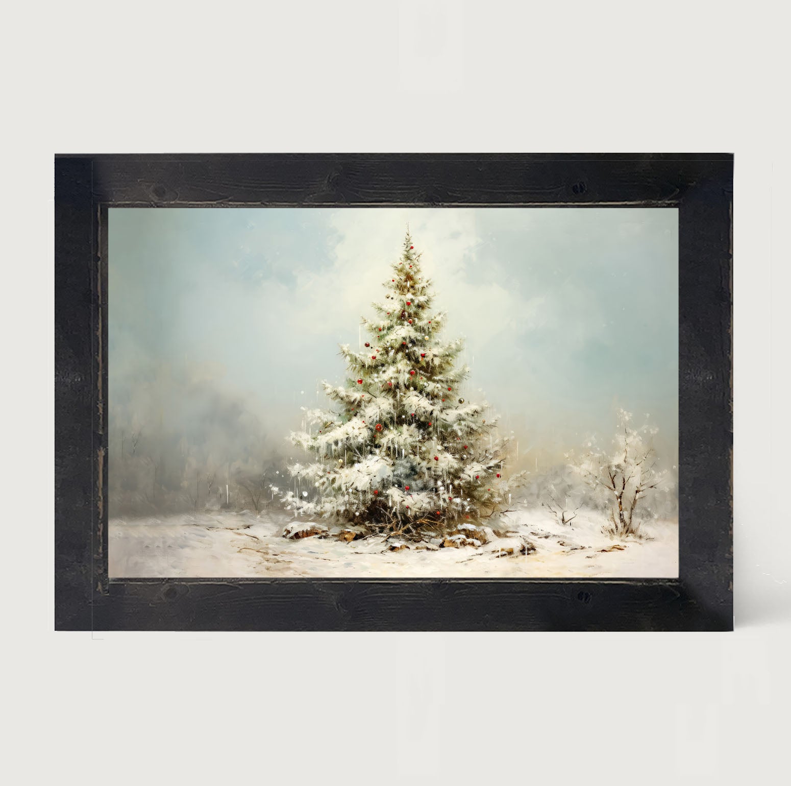 Snowy Christmas tree - Framed art