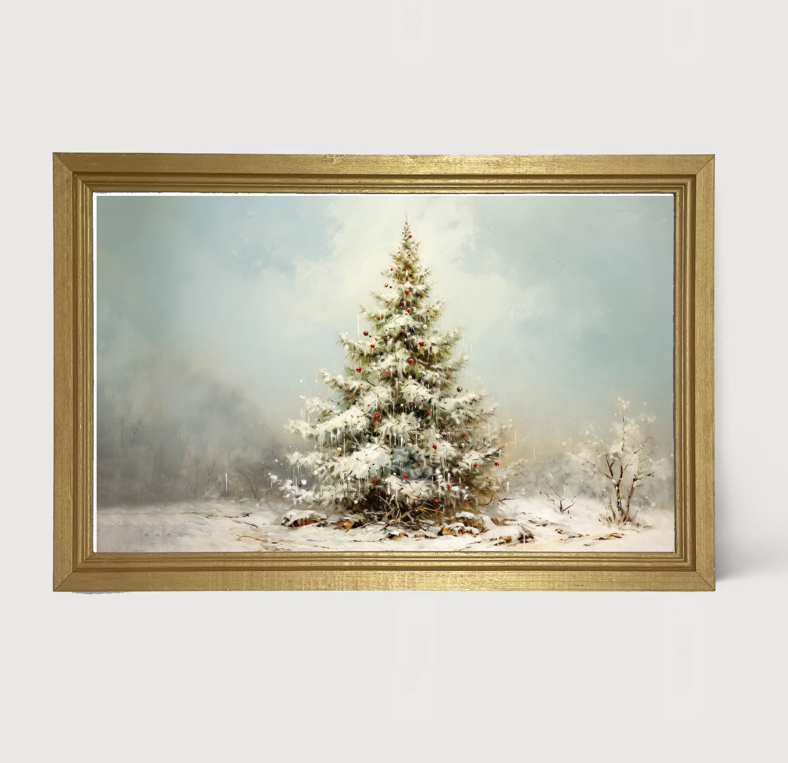 Snowy Christmas tree - Framed art
