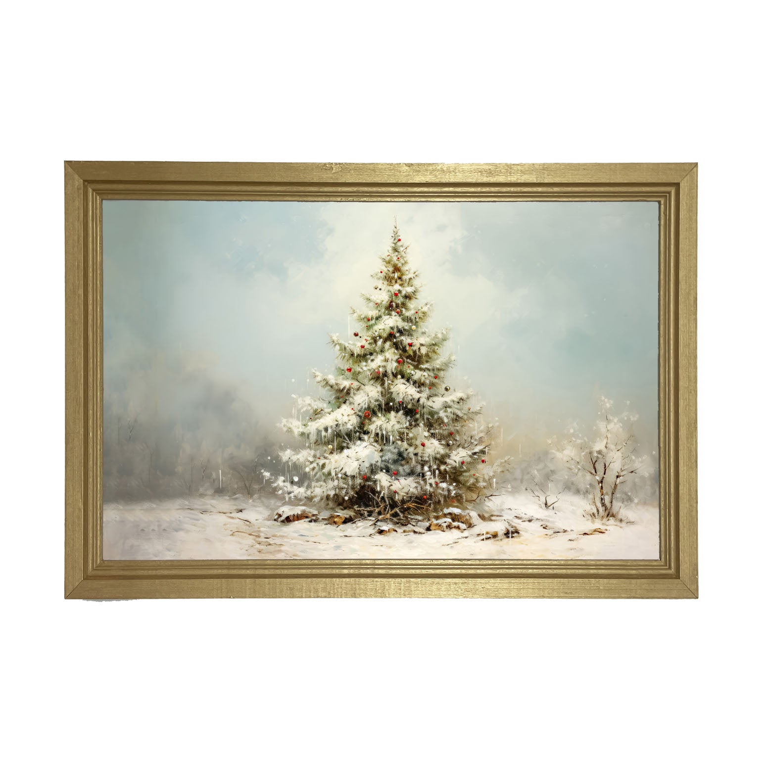 Snowy Christmas tree - Framed art