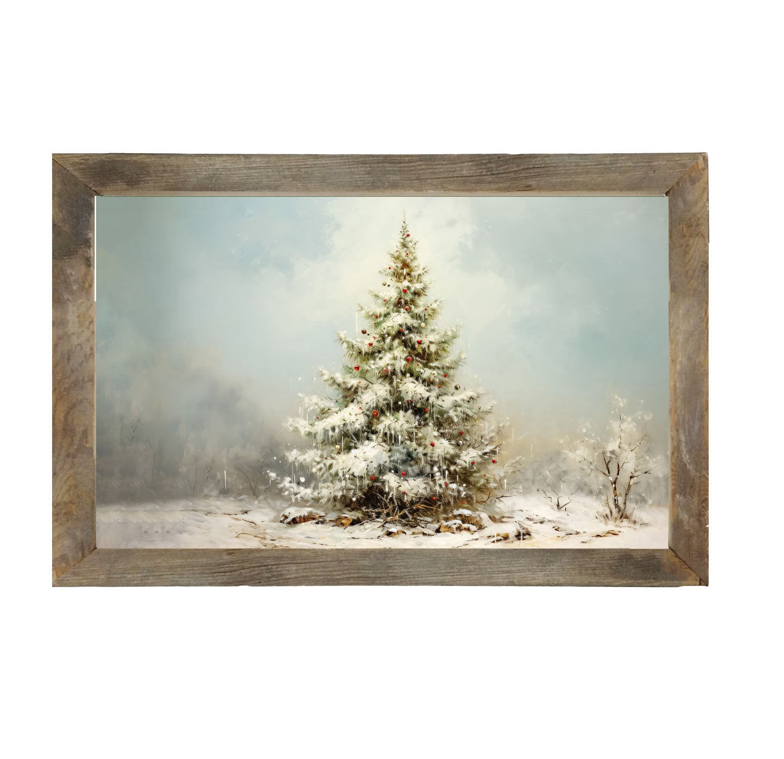 Snowy Christmas tree - Framed art