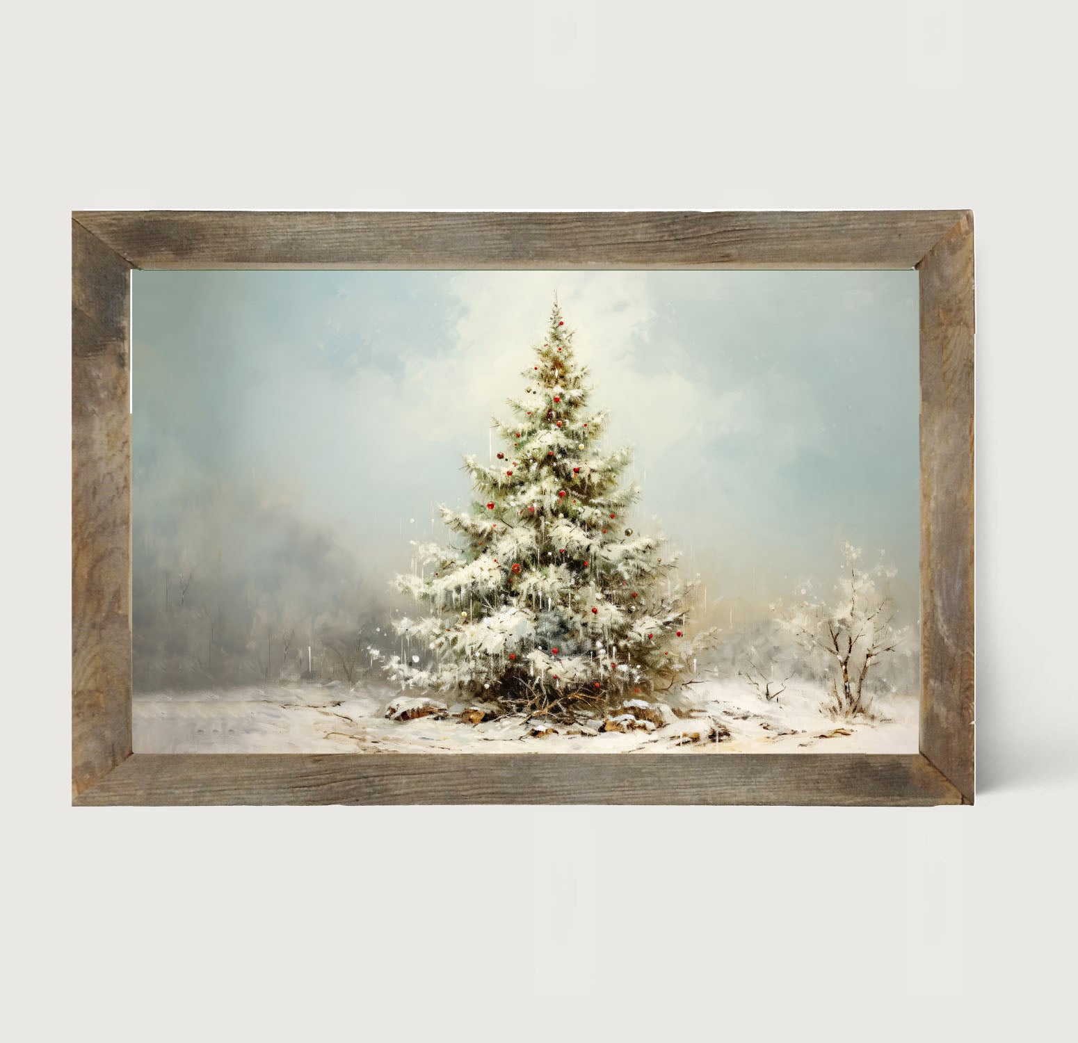 Snowy Christmas tree - Framed art