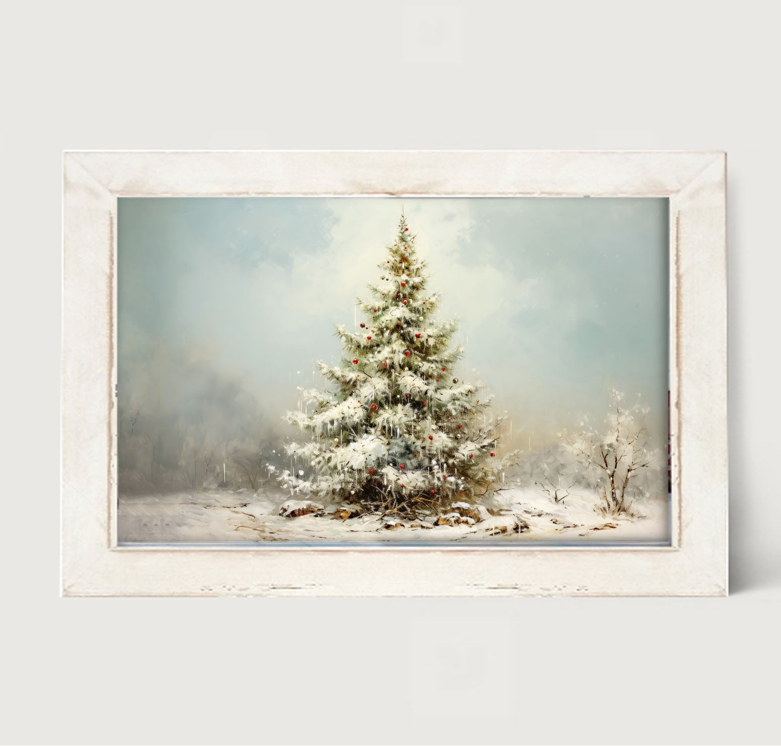 Snowy Christmas tree - Framed art