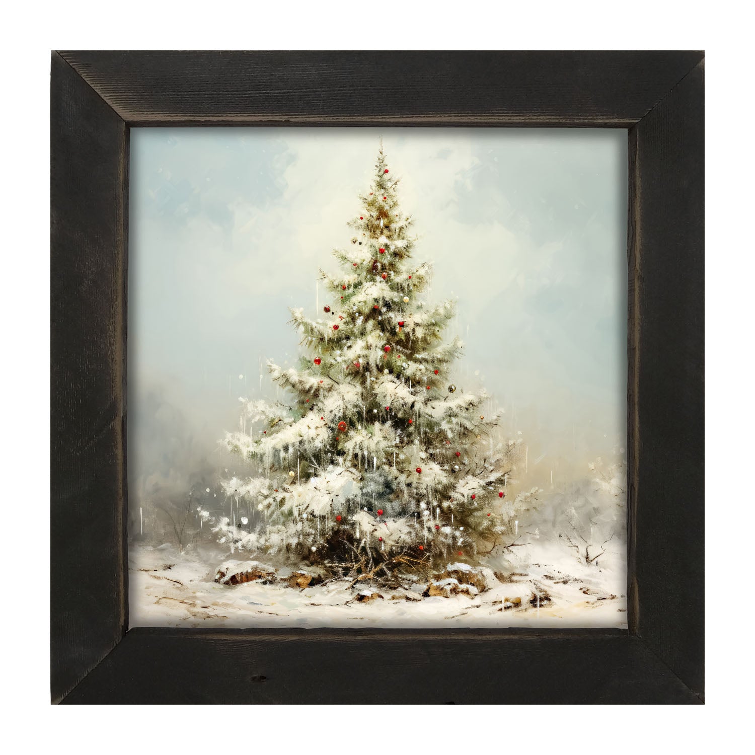 Snowy Christmas tree - Framed art