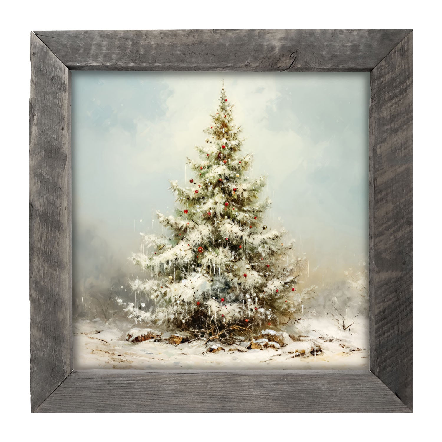 Snowy Christmas tree - Framed art