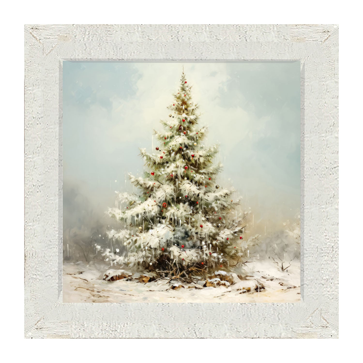 Snowy Christmas tree - Framed art