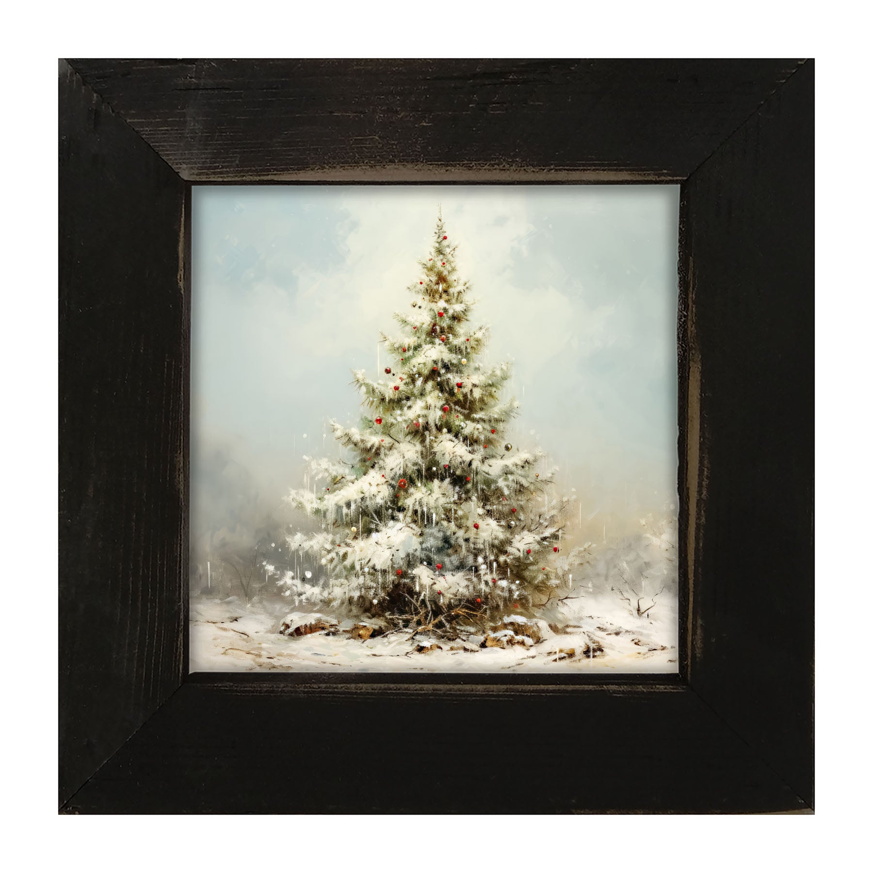 Snowy Christmas tree - Framed art