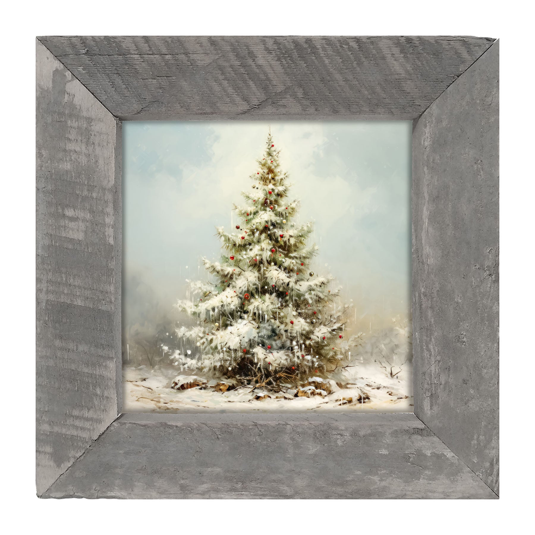 Snowy Christmas tree - Framed art