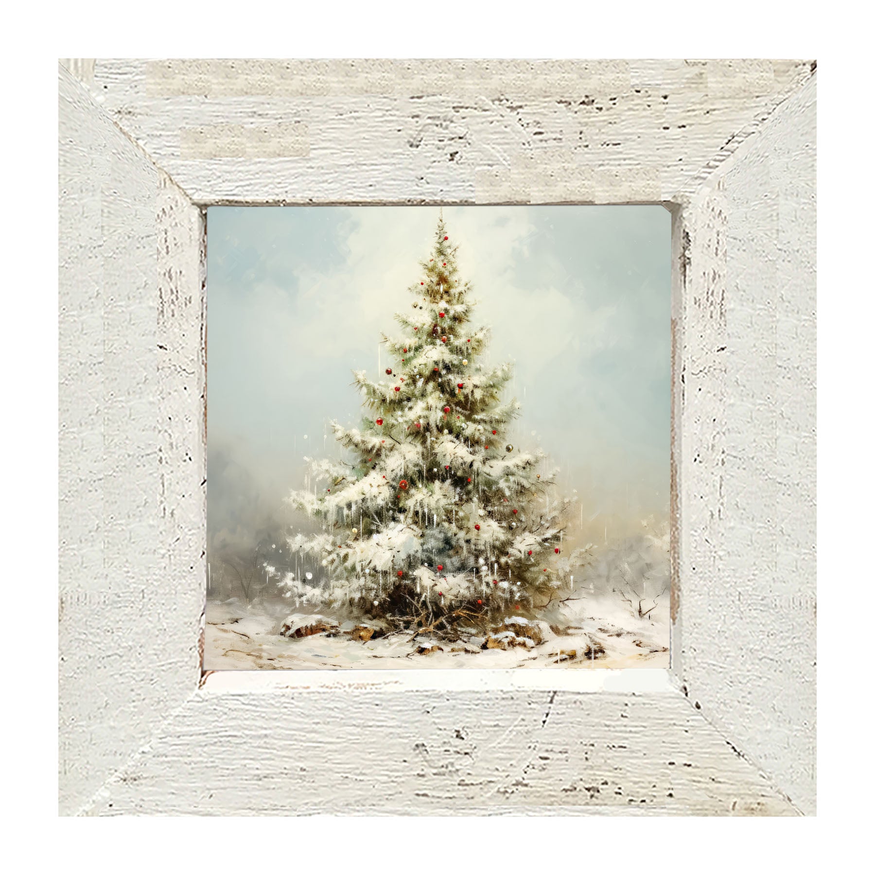 Snowy Christmas tree - Framed art