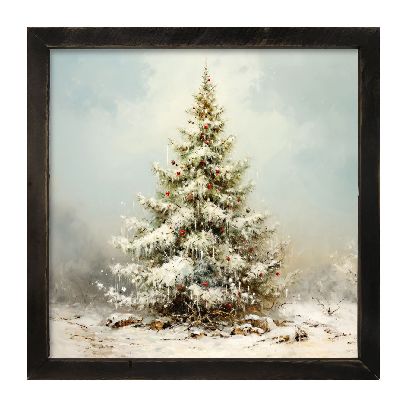 Snowy Christmas tree - Framed art