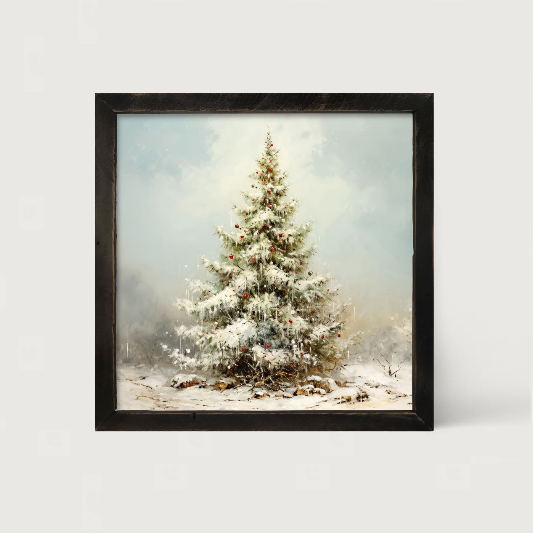 Snowy Christmas tree - Framed art