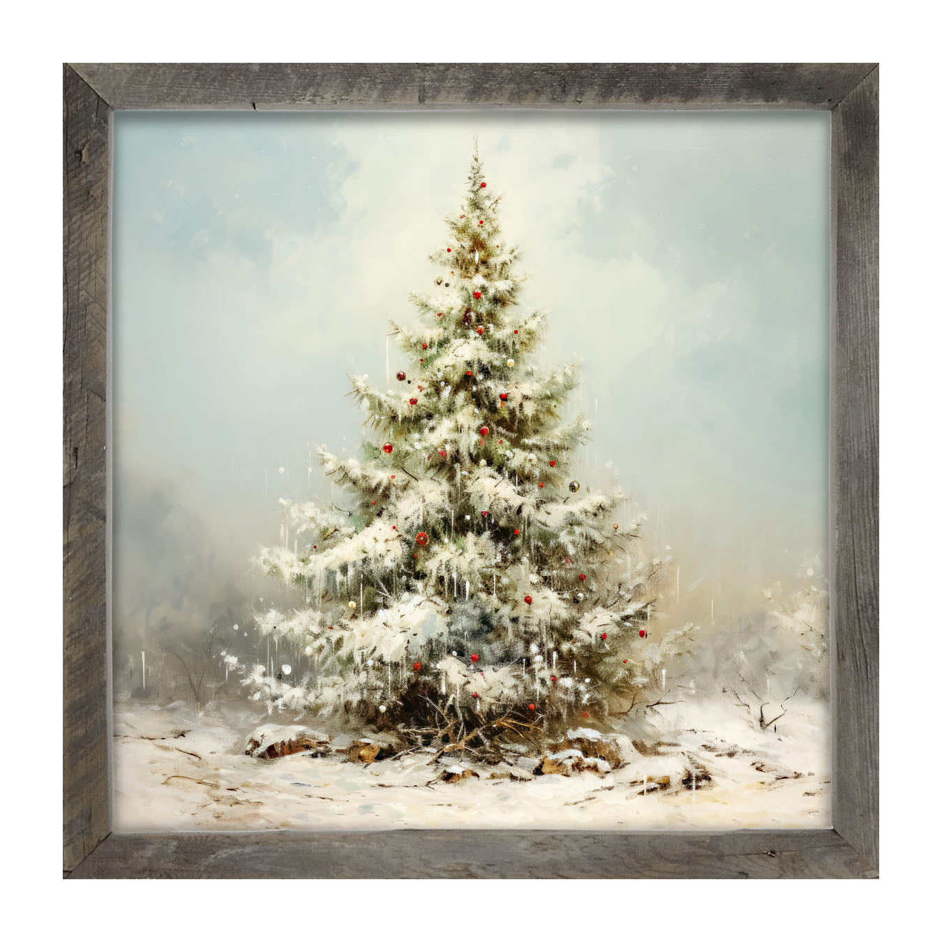 Snowy Christmas tree - Framed art