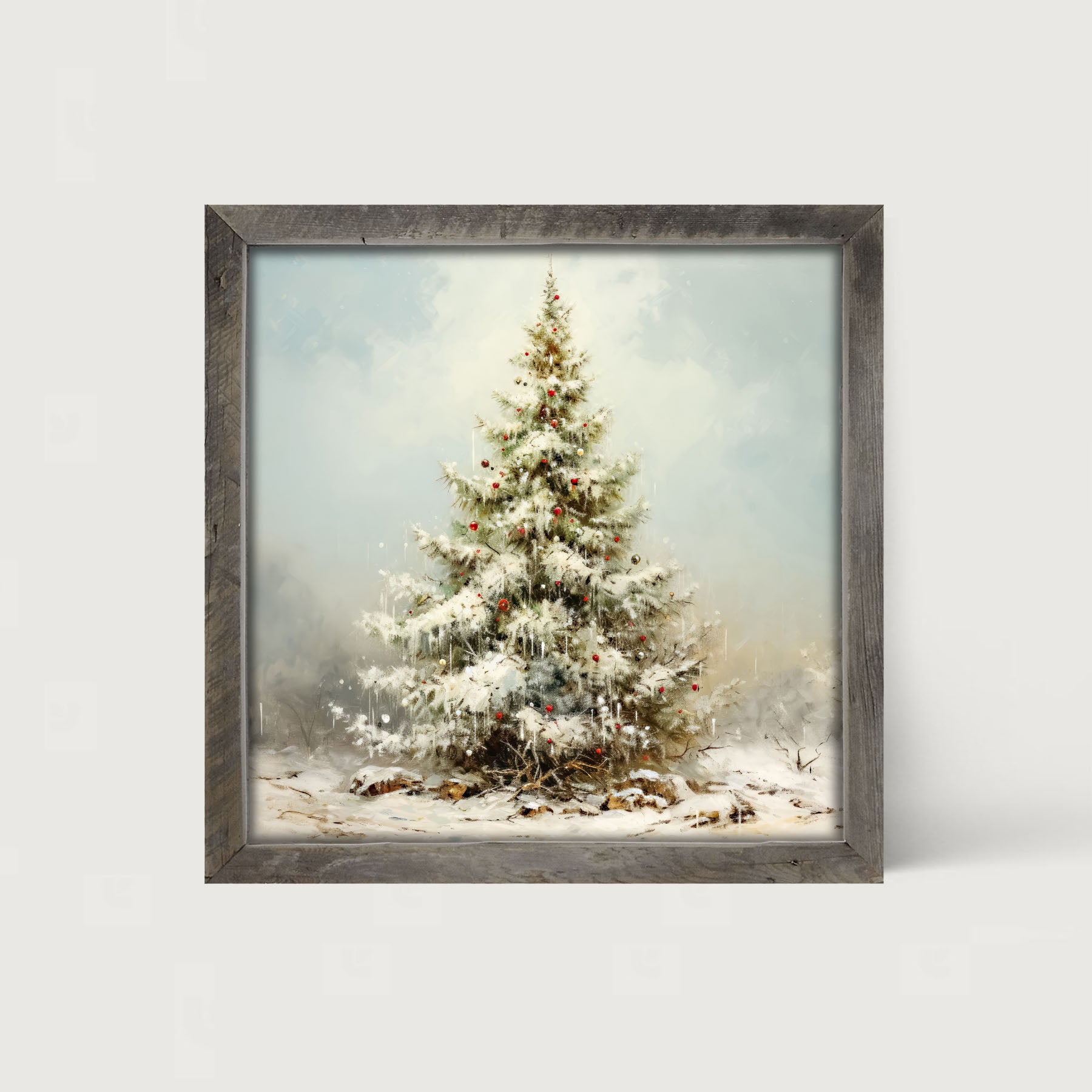 Snowy Christmas tree - Framed art