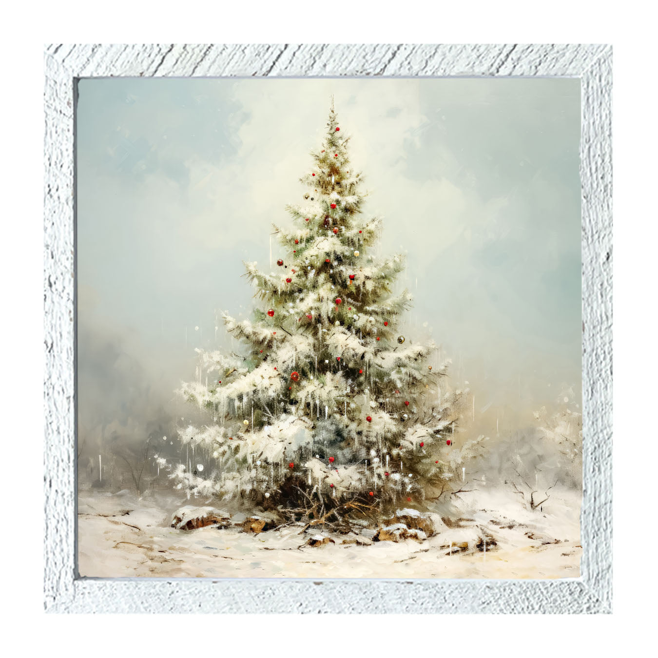Snowy Christmas tree - Framed art