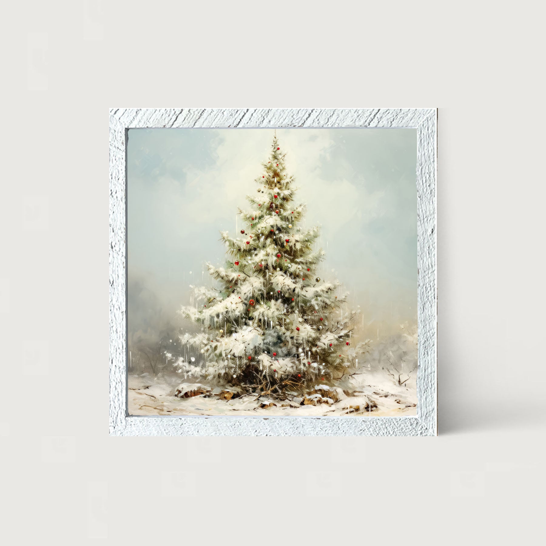 Snowy Christmas tree - Framed art
