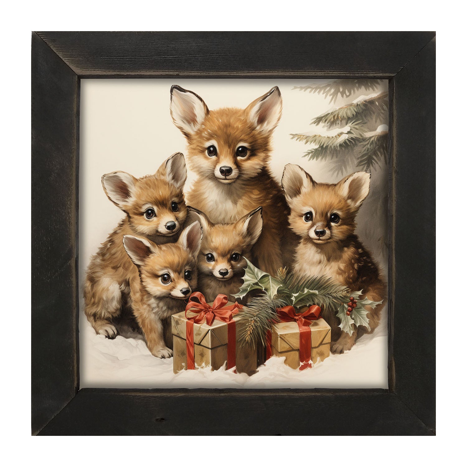 Christmas Foxes - Framed art