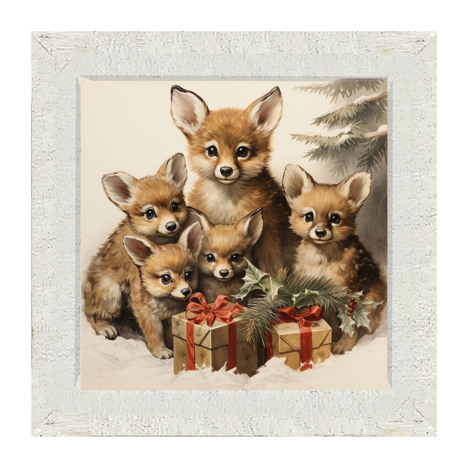 Christmas Foxes - Framed art