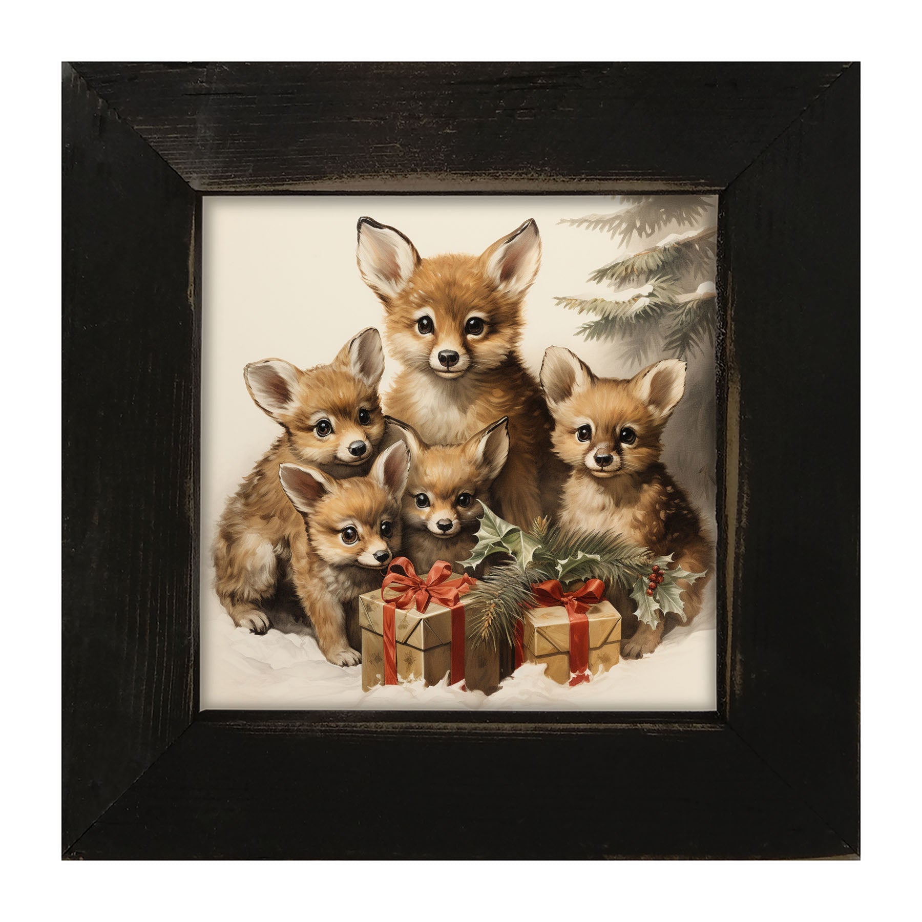 Christmas Foxes - Framed art
