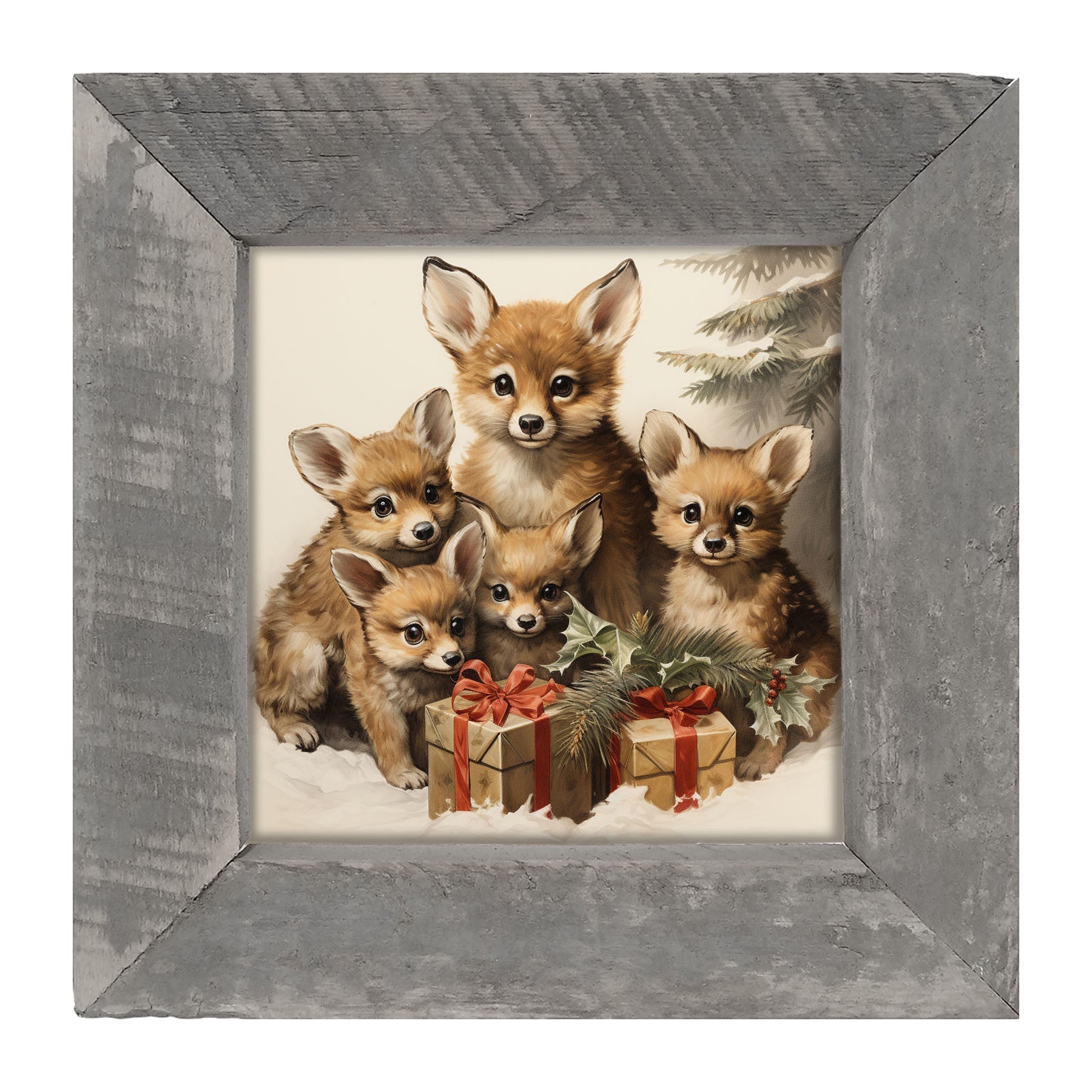 Christmas Foxes - Framed art
