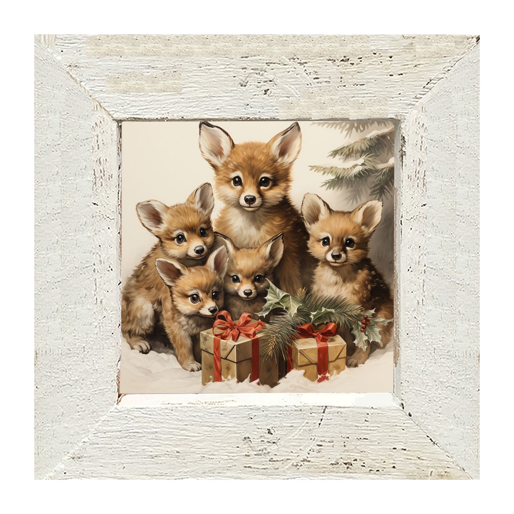 Christmas Foxes - Framed art