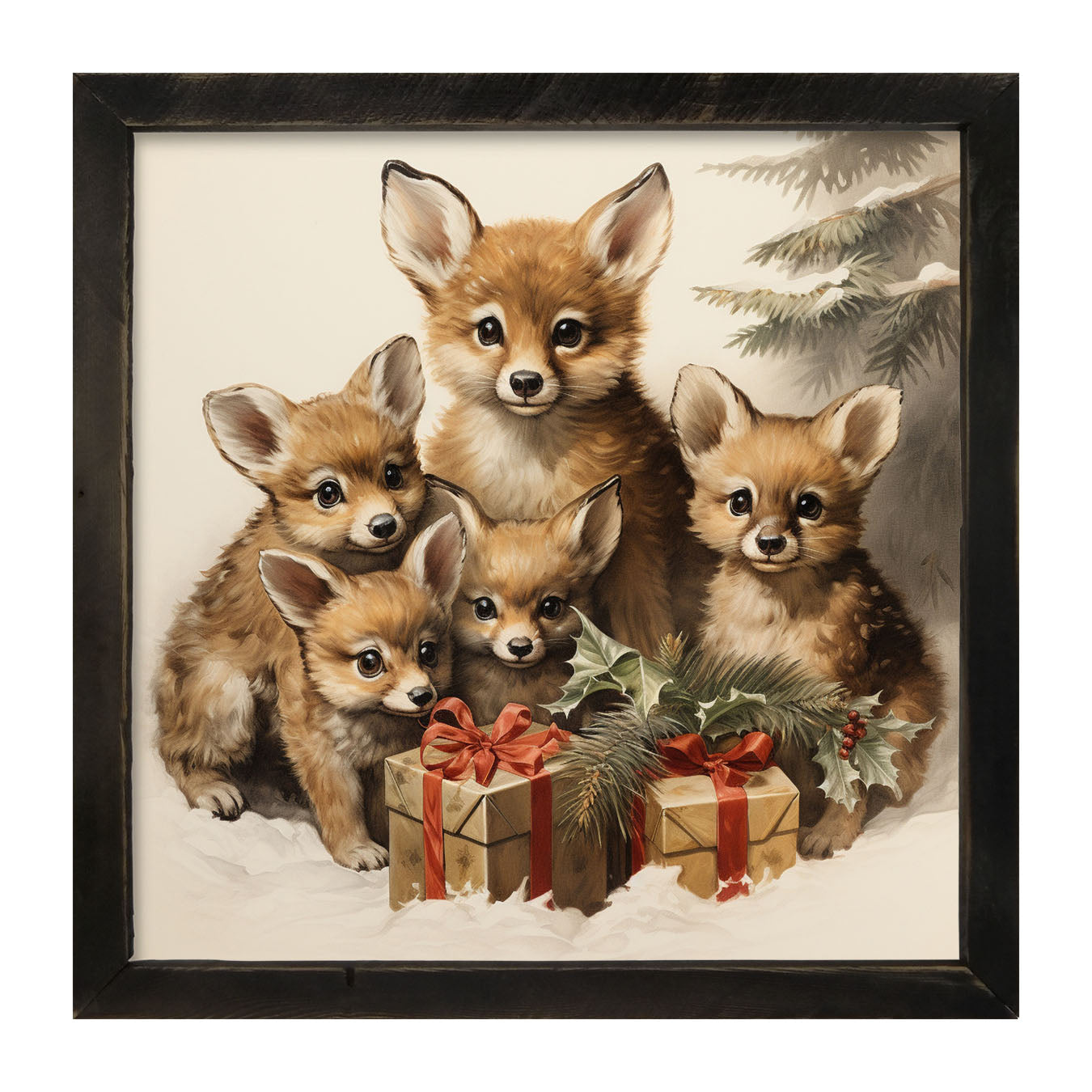 Christmas Foxes - Framed art