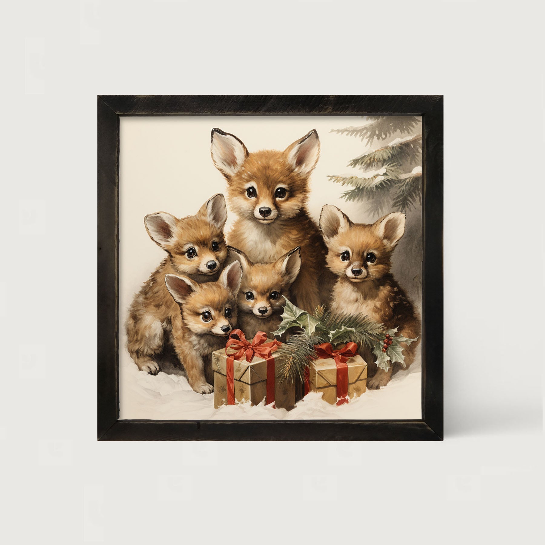 Christmas Foxes - Framed art