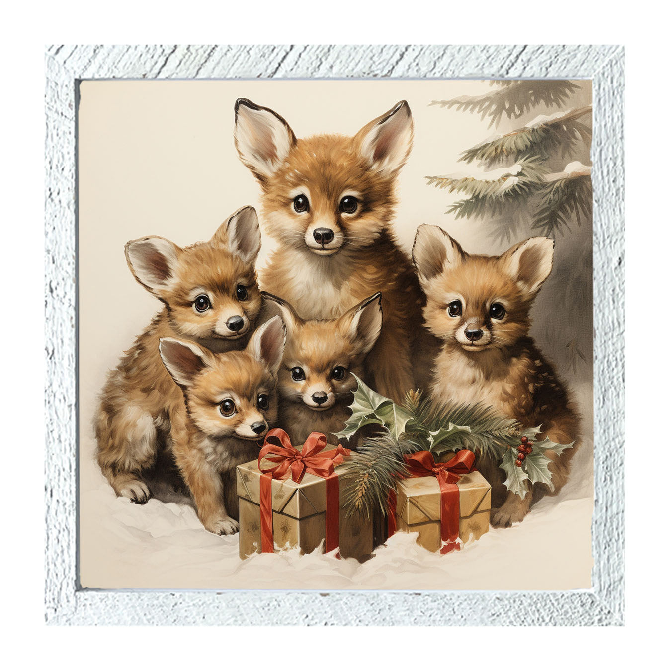 Christmas Foxes - Framed art