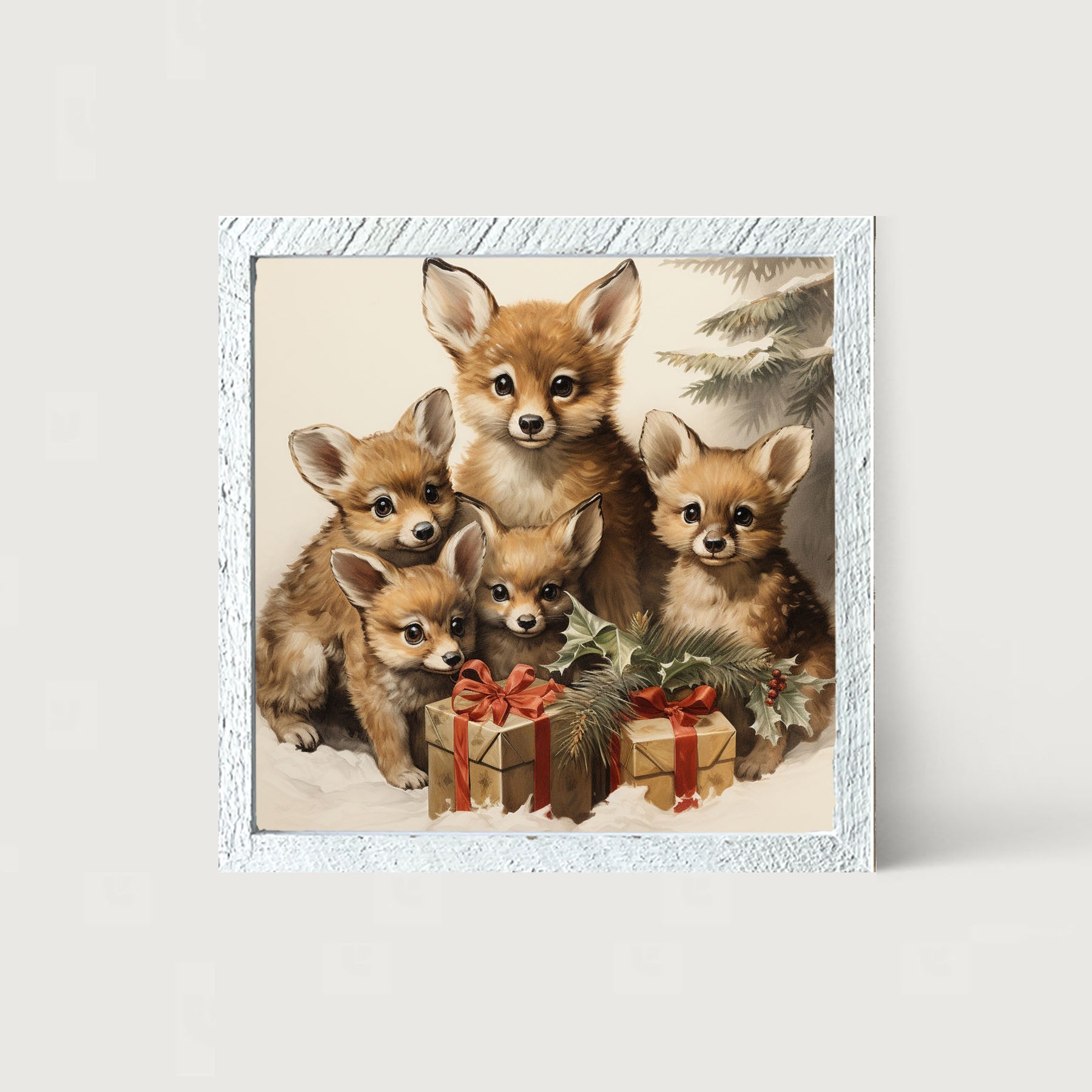 Christmas Foxes - Framed art