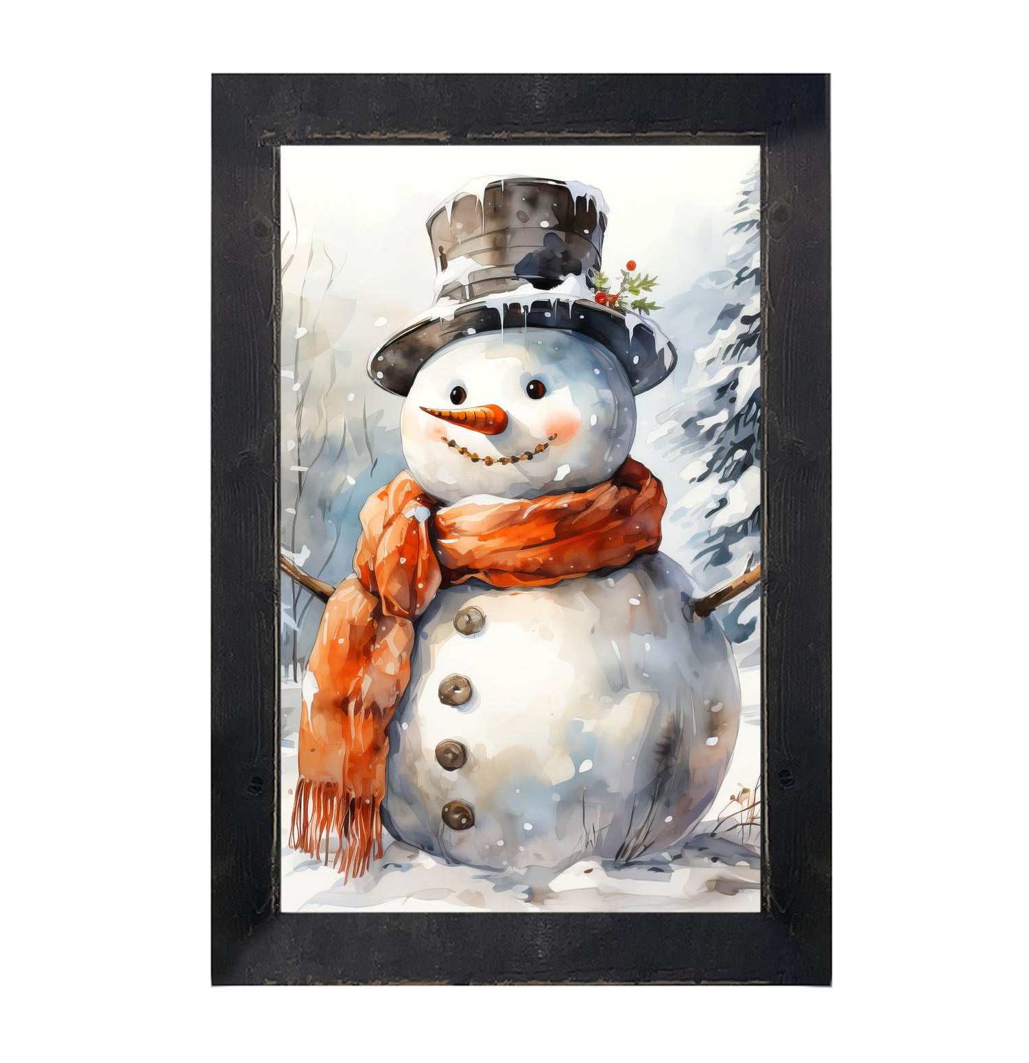 Snowman with scarf - Framed art