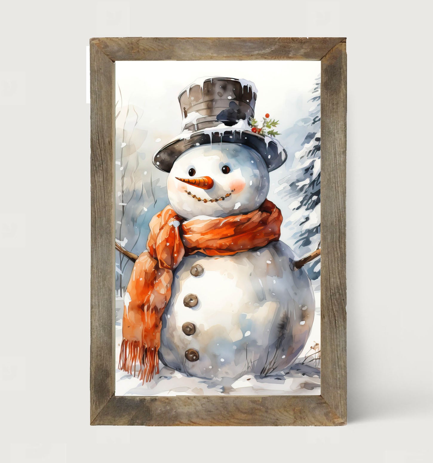 Snowman with scarf - Framed art