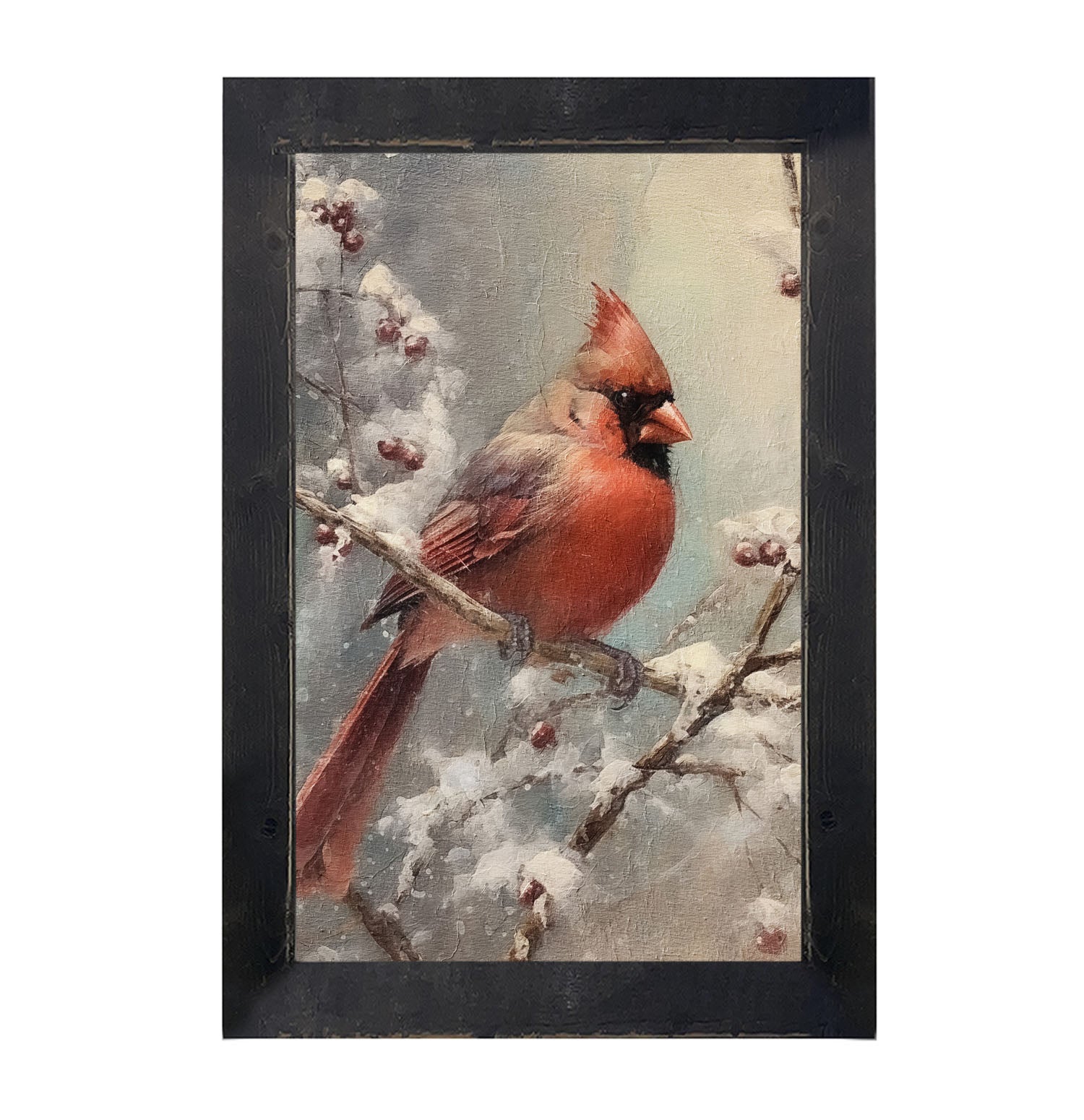 Cardinal in winter - Framed art