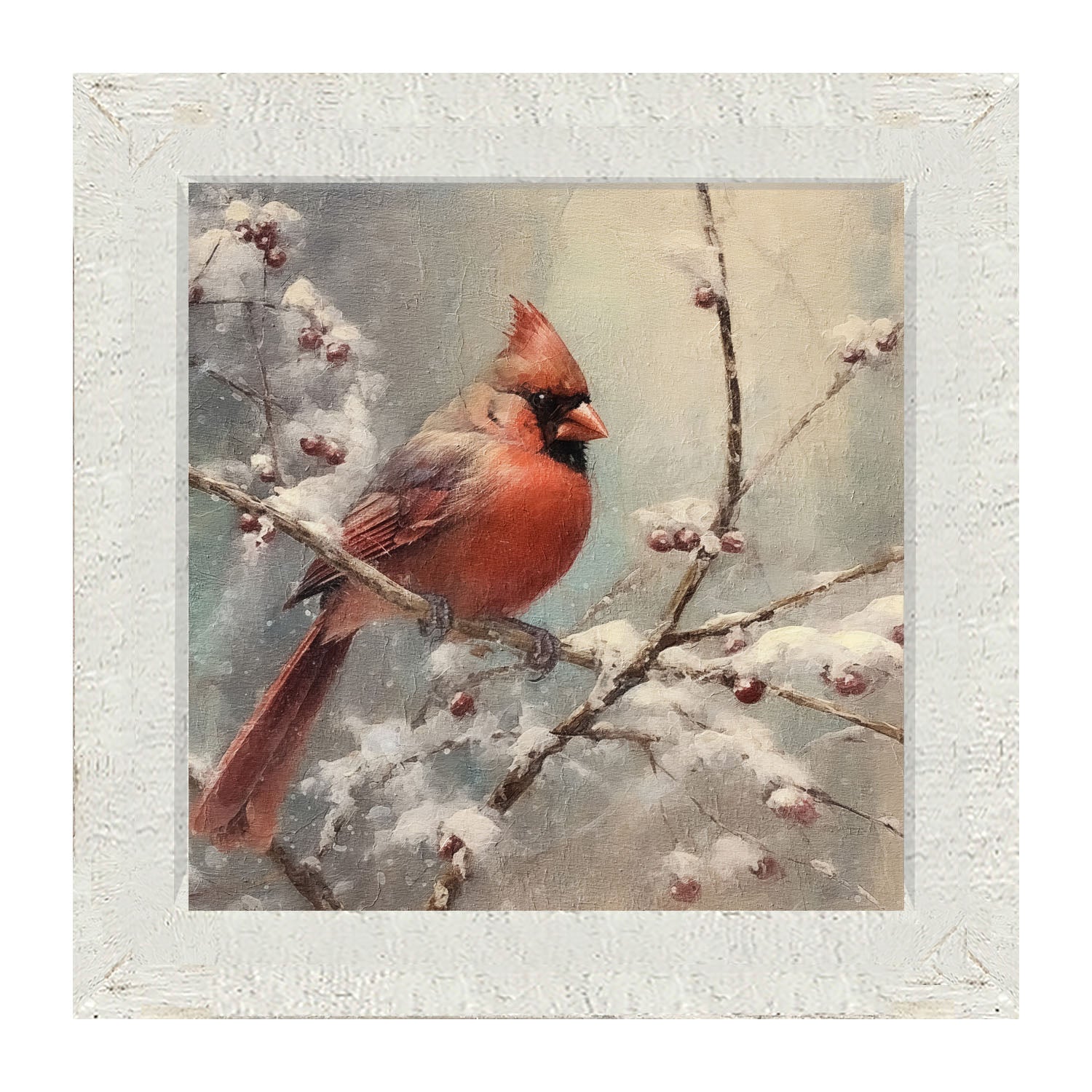 Cardinal in winter - Framed art