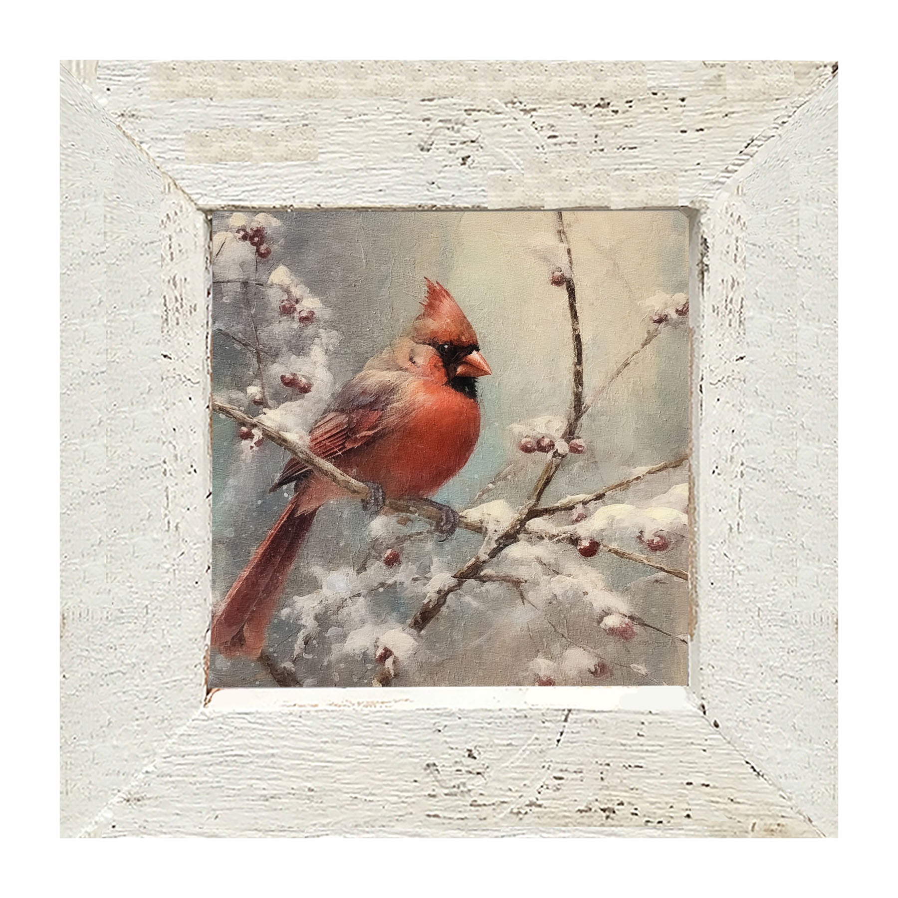 Cardinal in winter - Framed art
