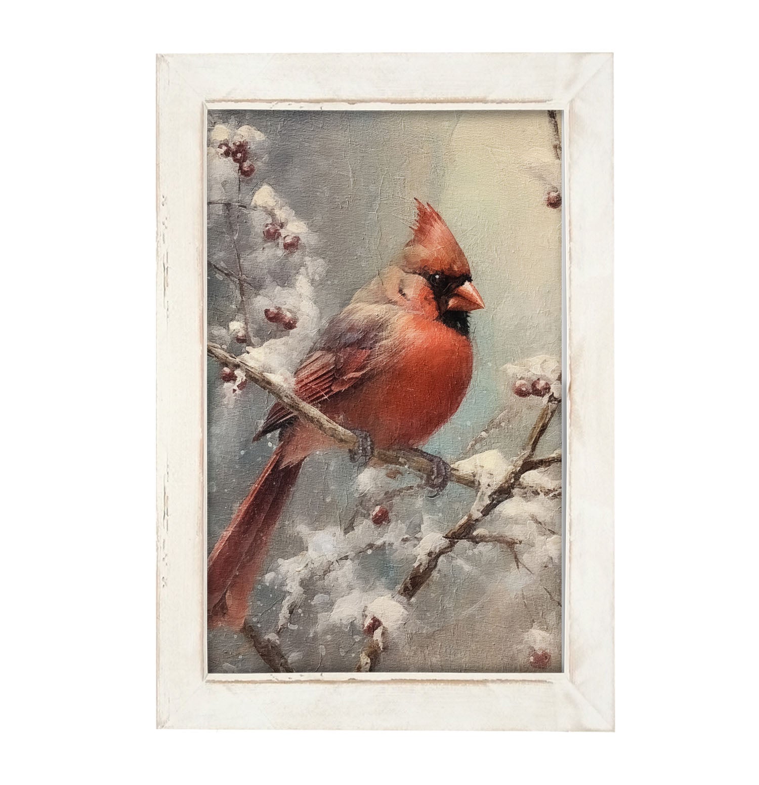 Cardinal in winter - Framed art