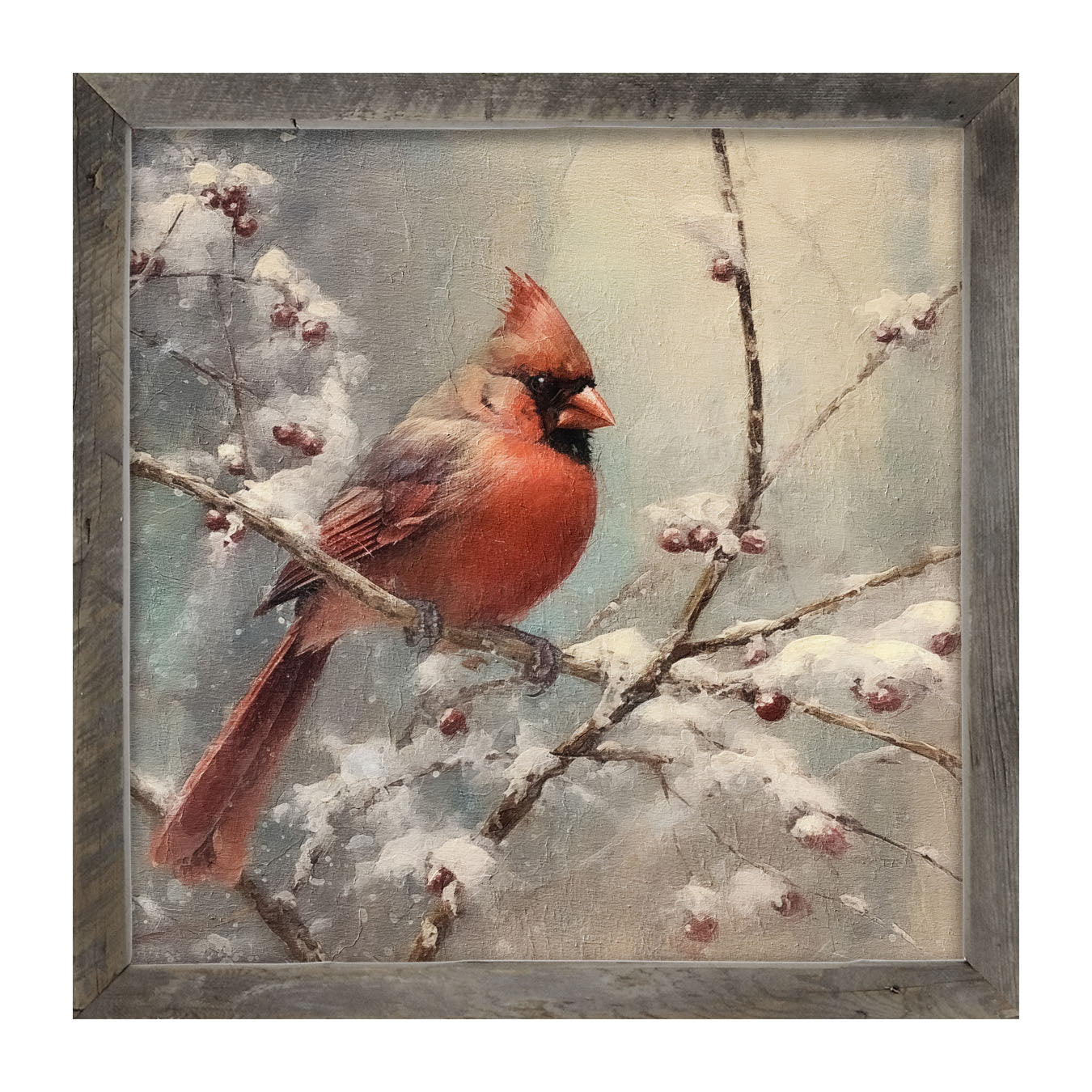 Cardinal in winter - Framed art