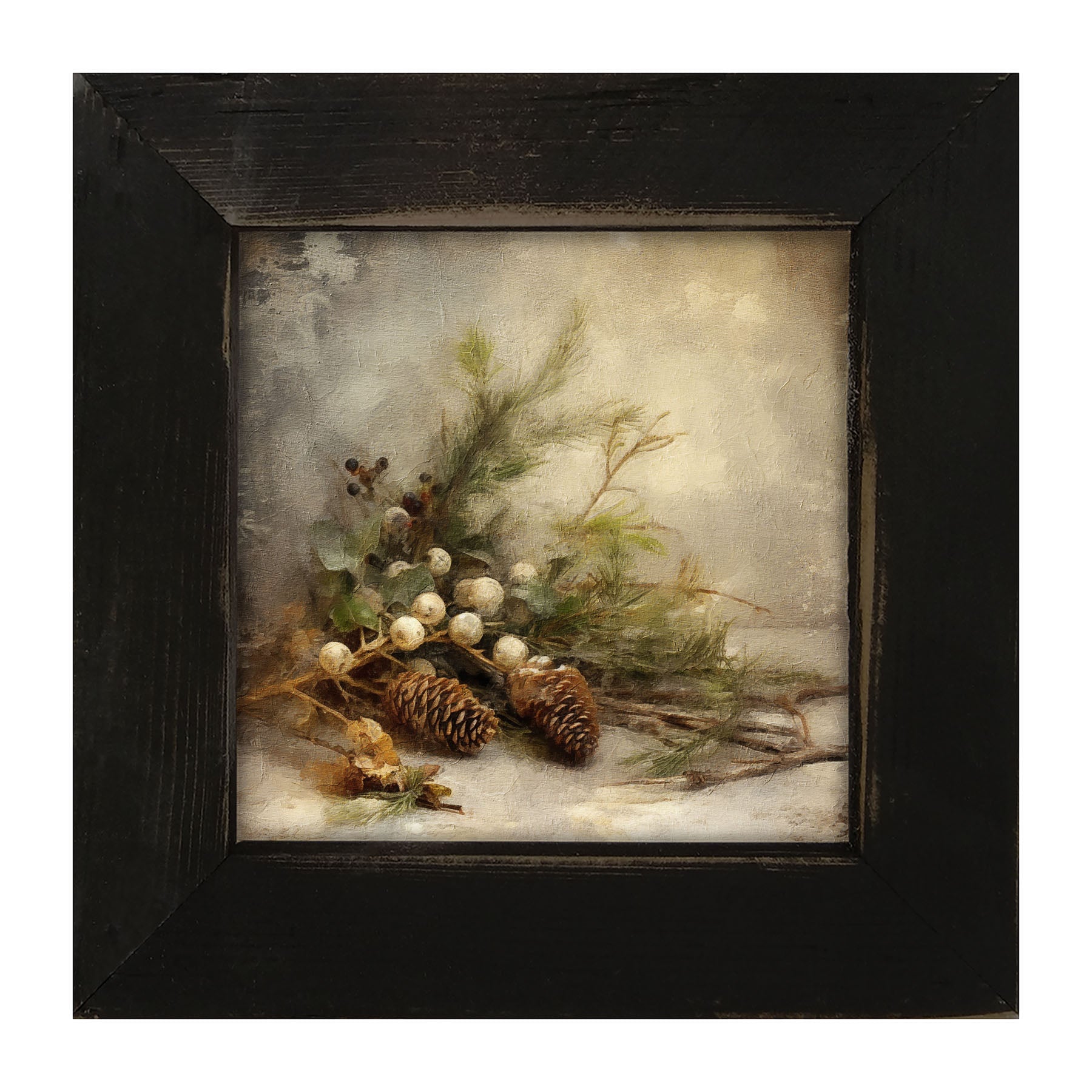 Pine and white berries - Framed art