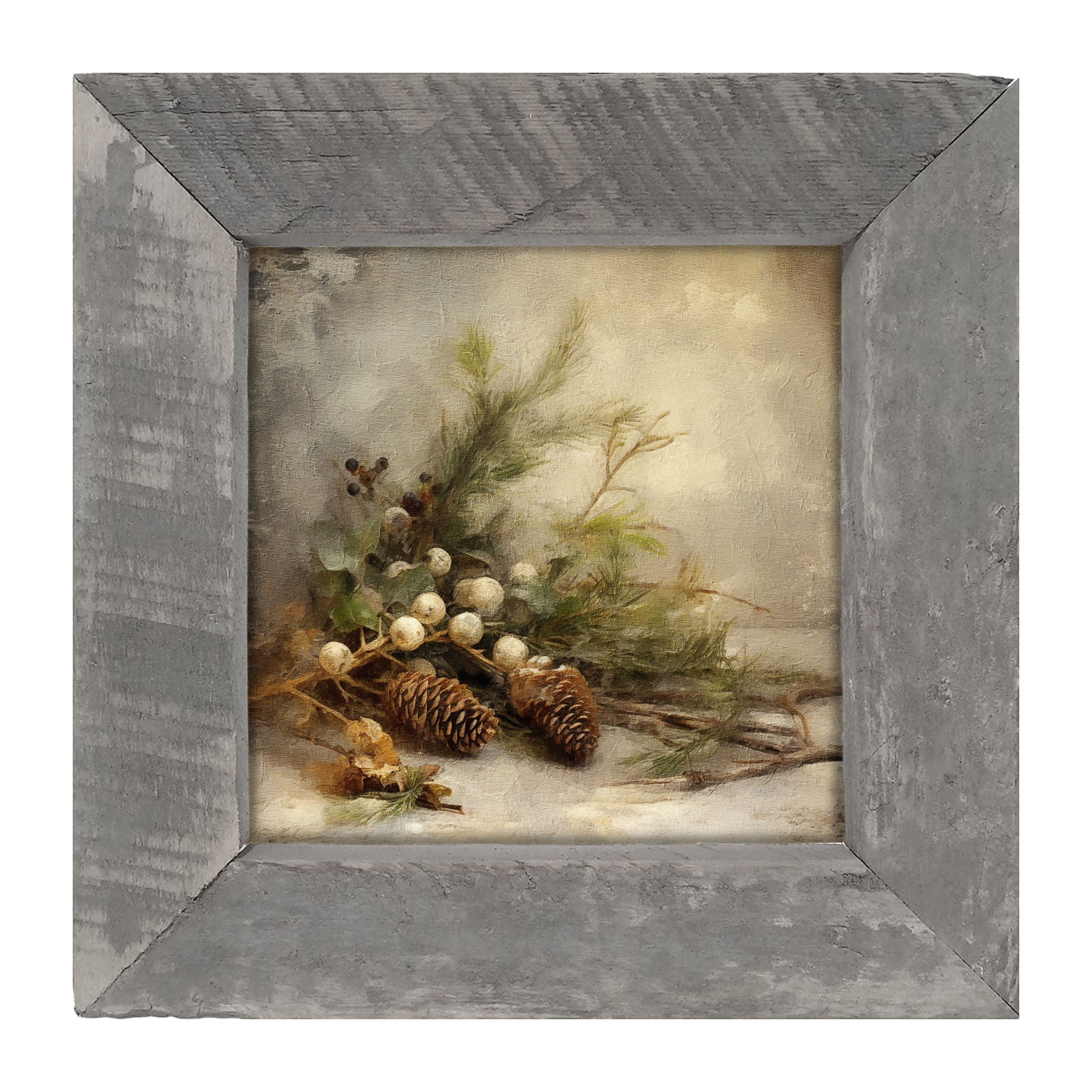 Pine and white berries - Framed art