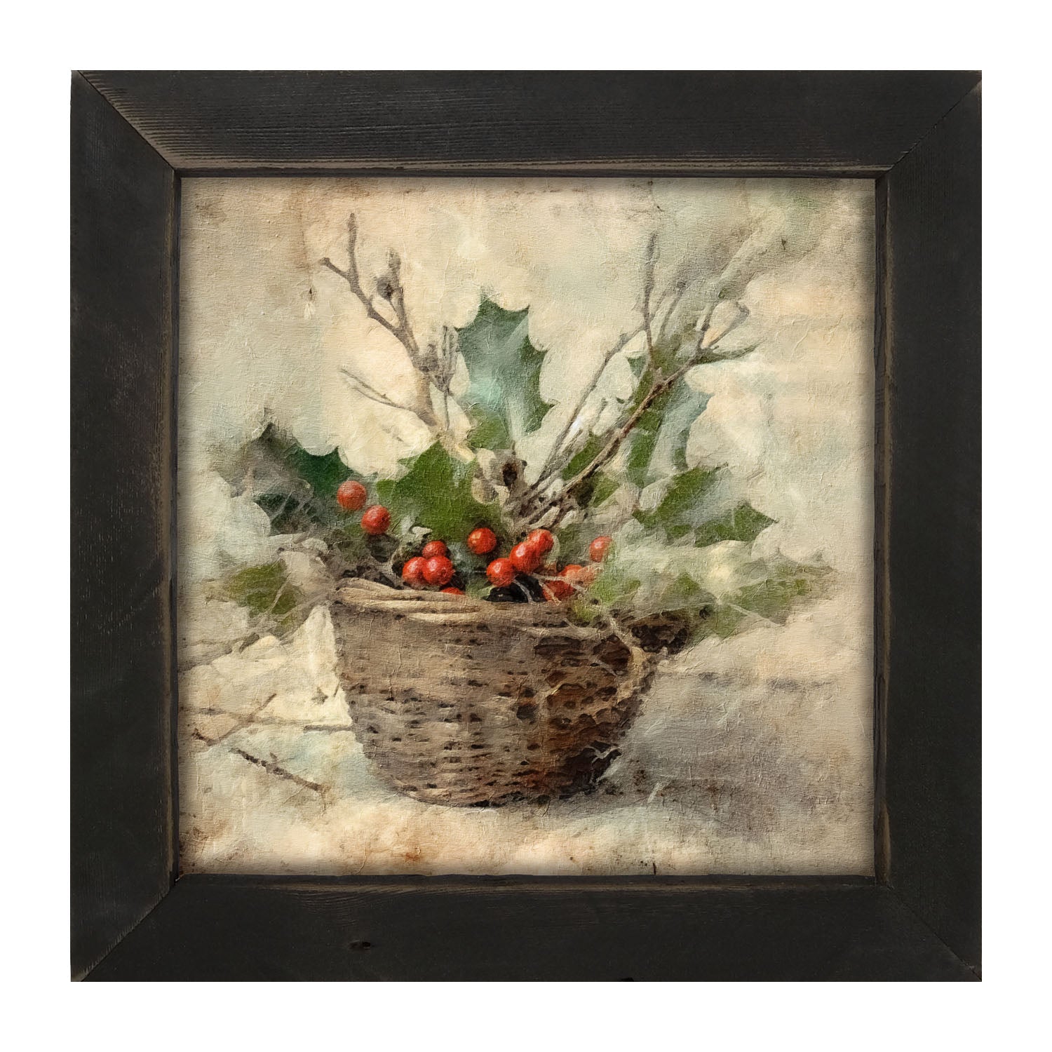 Basket - Holly Berries - Framed art